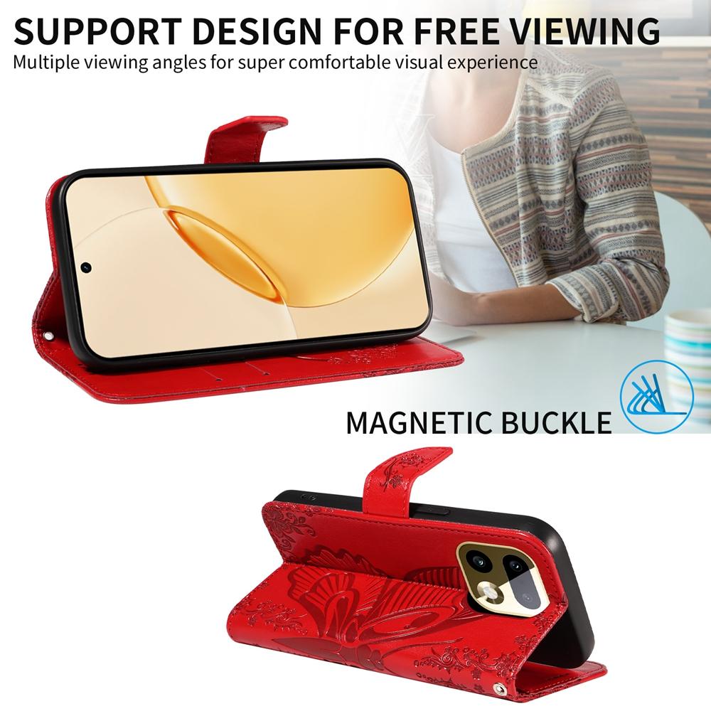 Магнитный кожаный кошелек-книжка для телефона OPPO Realme 16 15 15T 14 14T 14X Pro Plus 5G, чехол с подставкой, 3D тиснение бабочки