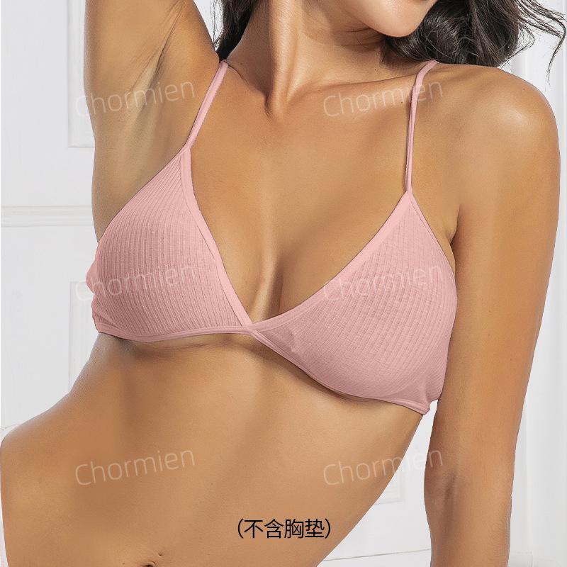 Спортивный ветрозащитный женский съемный дышащий хлопковый с резьбой удобный без косточек на бретельках скрещивающиеся на спине бюстгальтер женский