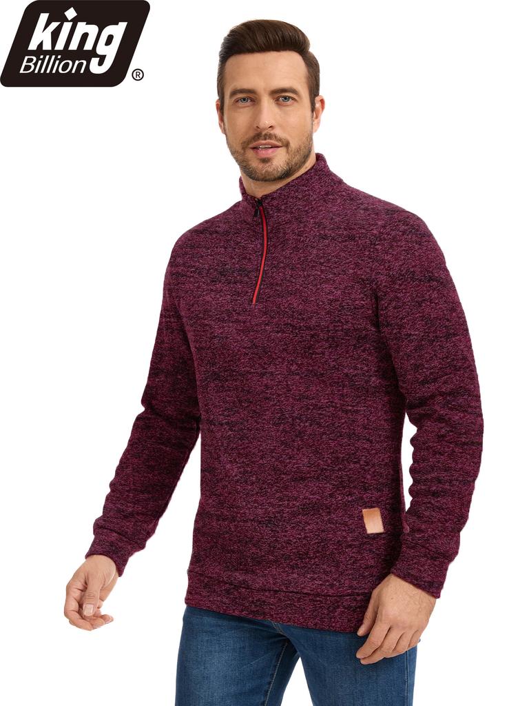 King Billion Men's Half-Zip Stand Collar Fleece Pullover Autumn Spring Sweater Ideal for Daily Casual Wear Urban Strolls and Light Outdoor Activities