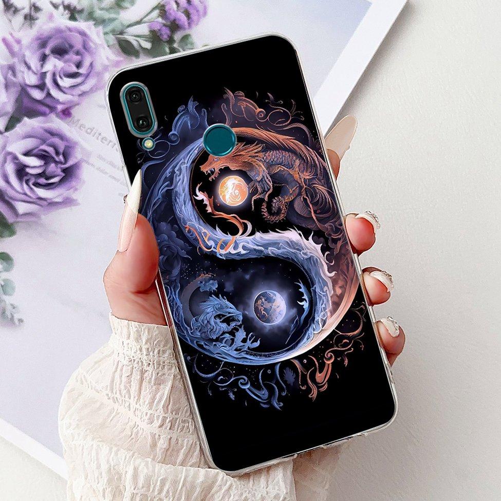 Clear For Huawei Y9 2019 Case Cover Cute Fashion Flowers Funny Cool Painted Soft Phone Case For Huawei JKM-LX1 JKM-LX2 JKM-LX3