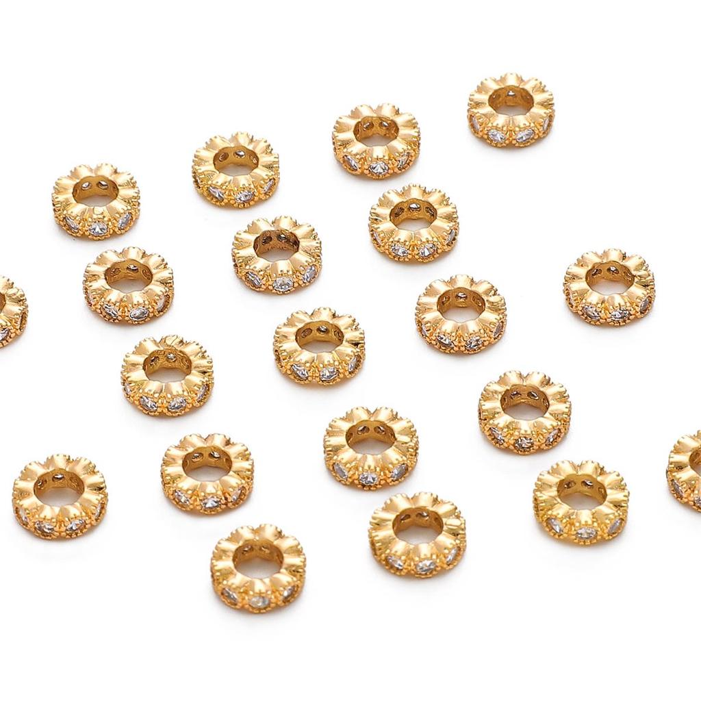 Медные микроинкрустированные цирконовые бриллиантовые кольца-разделительные бусины для изготовления ювелирных изделий своими руками