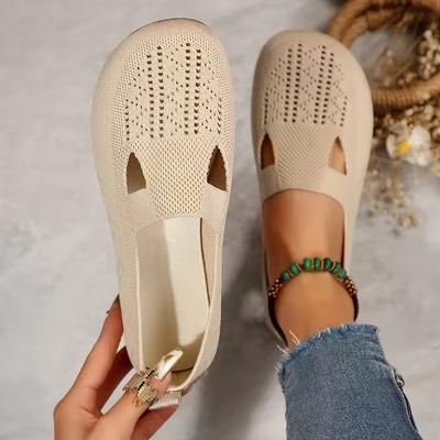 Лоферы Осенняя повседневная обувь Женская плоская подошва Квадратный носок Кроссовки с вырезом Босоножки Мокасины Женские трикотажные балетки