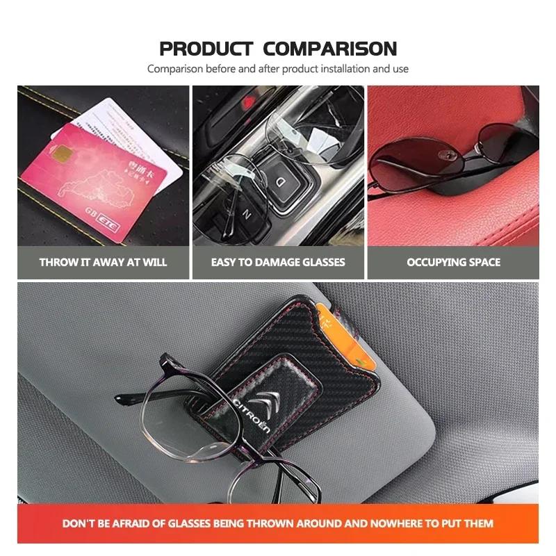 Car Sunglasses Holder Sun Visor Leather Hanger Ticket Card Clip For Citroen C4 C3 C5 C1 C2 C6 VTS C4L DS3 DS4 DS5 Grand Berlingo