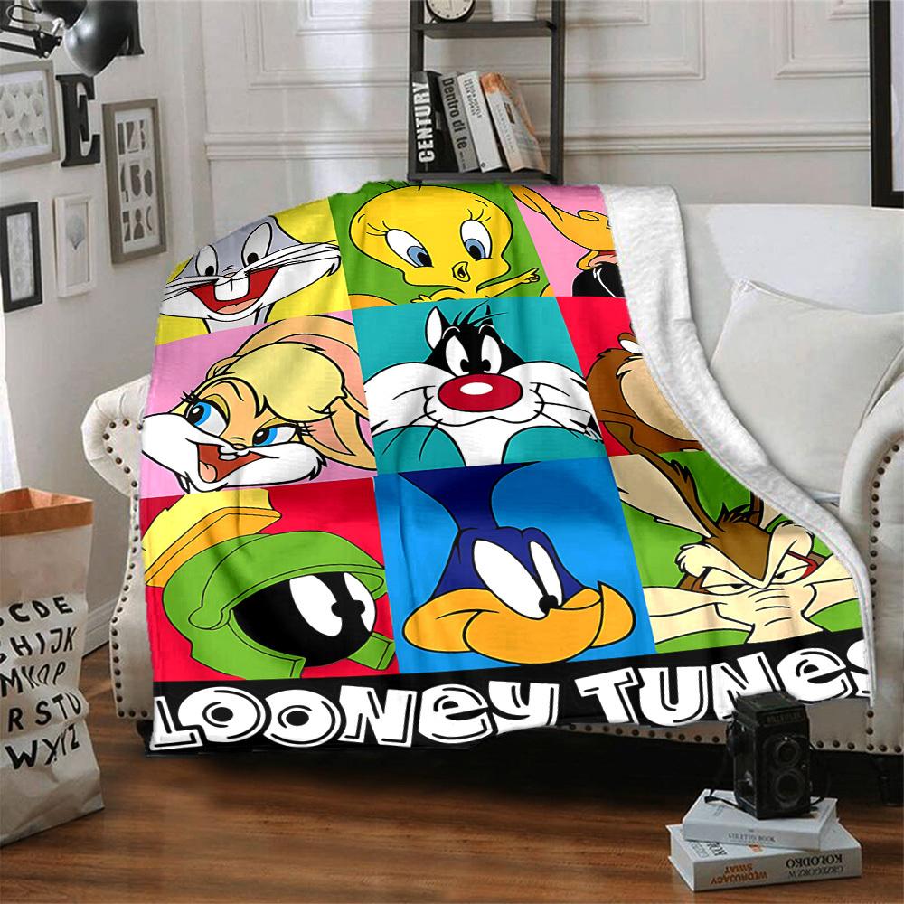 1pc Looney Tunes Flannel Throw Blanket Lightweight Soft Warm All Season Blanket for Sofa, Bed, Travel,L1029025