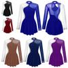 Women's Roller Skating Gymnastic Competition Costume Long Sleeve Rhinestone Figure Ice Skating Dress