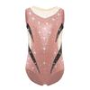 Девочки Металлический Гимнастический Танцевальный Купальник Без Рукавов С Вырезом Капелька На Спине Прозрачная Сетка Пэчворк Блестящие Стразы Боди