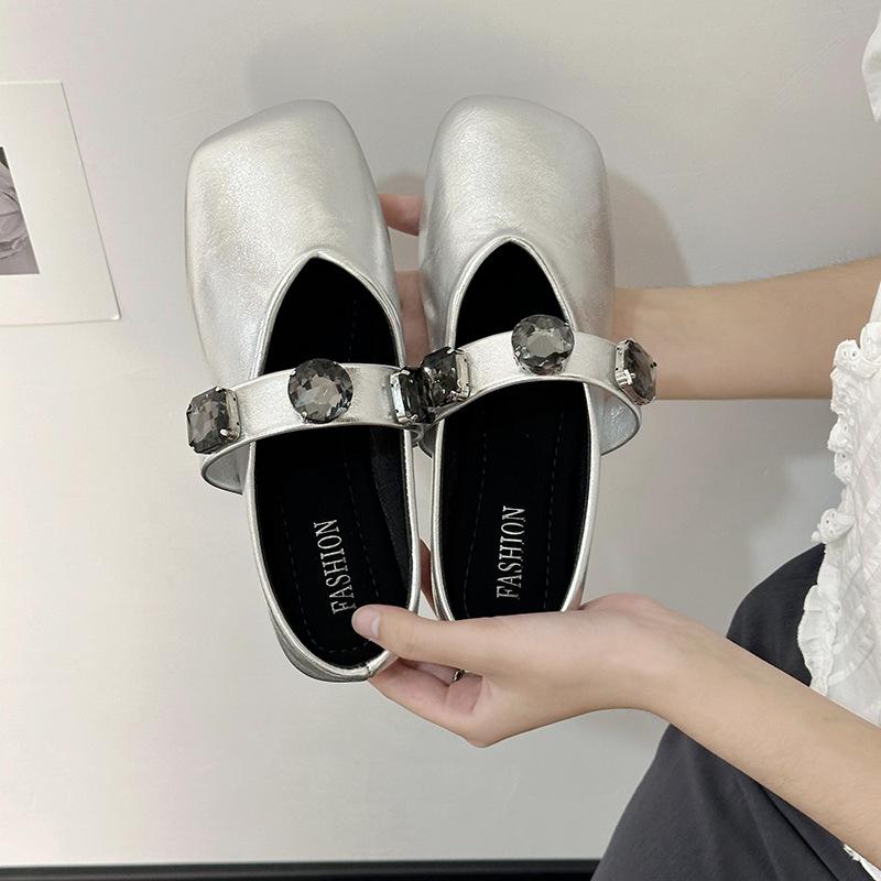 Модные полутапочки Baotou со стразами, женская летняя верхняя одежда, сандалии с квадратным носком De Mujer Verano 2024, повседневная универсальная обувь