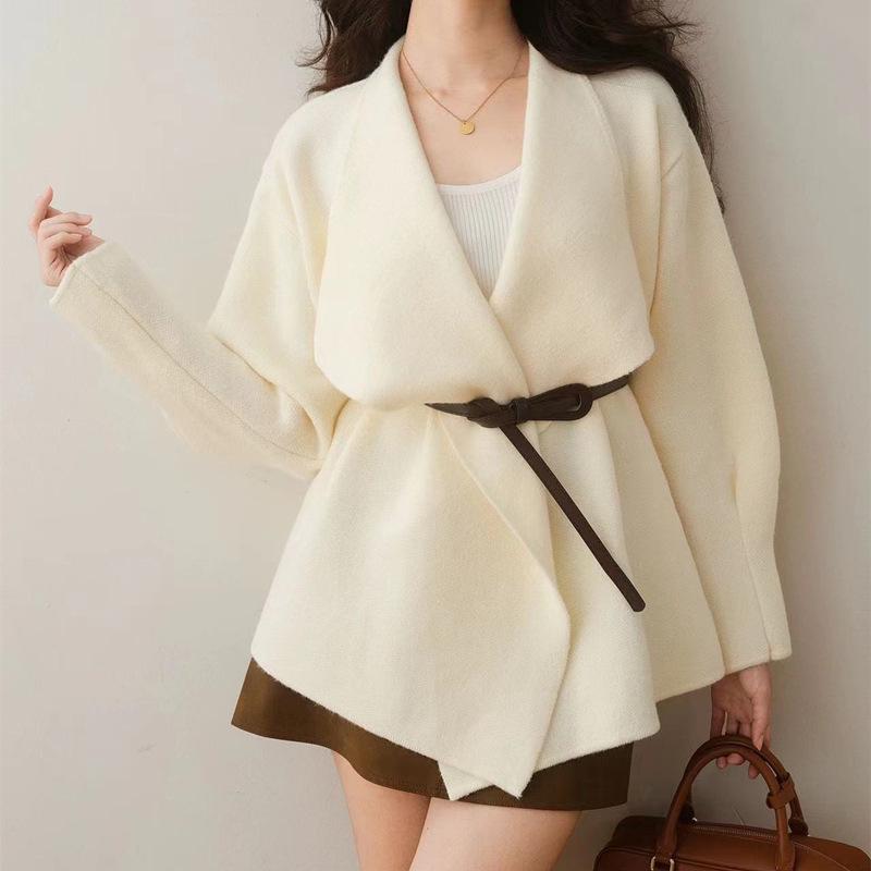 Элегантное европейское и американское пальто-свитер - Женский осенне-зимний трикотаж, свободный крой с приталенным дизайном, универсальный для любого случая