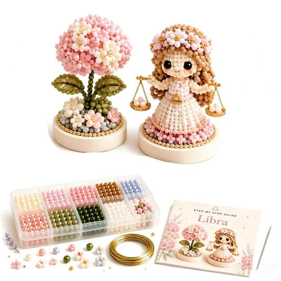 12 Zodiac Signs Bead Craft Kit DIY Beaded Garden Kit 3d Beaded Astrology Flower Kit