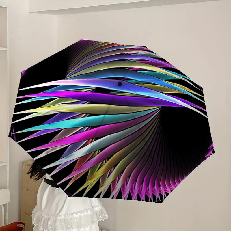 1pc Colorful Spiral Pattern Automatic Folding Umbrella, Casual Outdoor Accessory, Birthday Festival Gift yy251126146