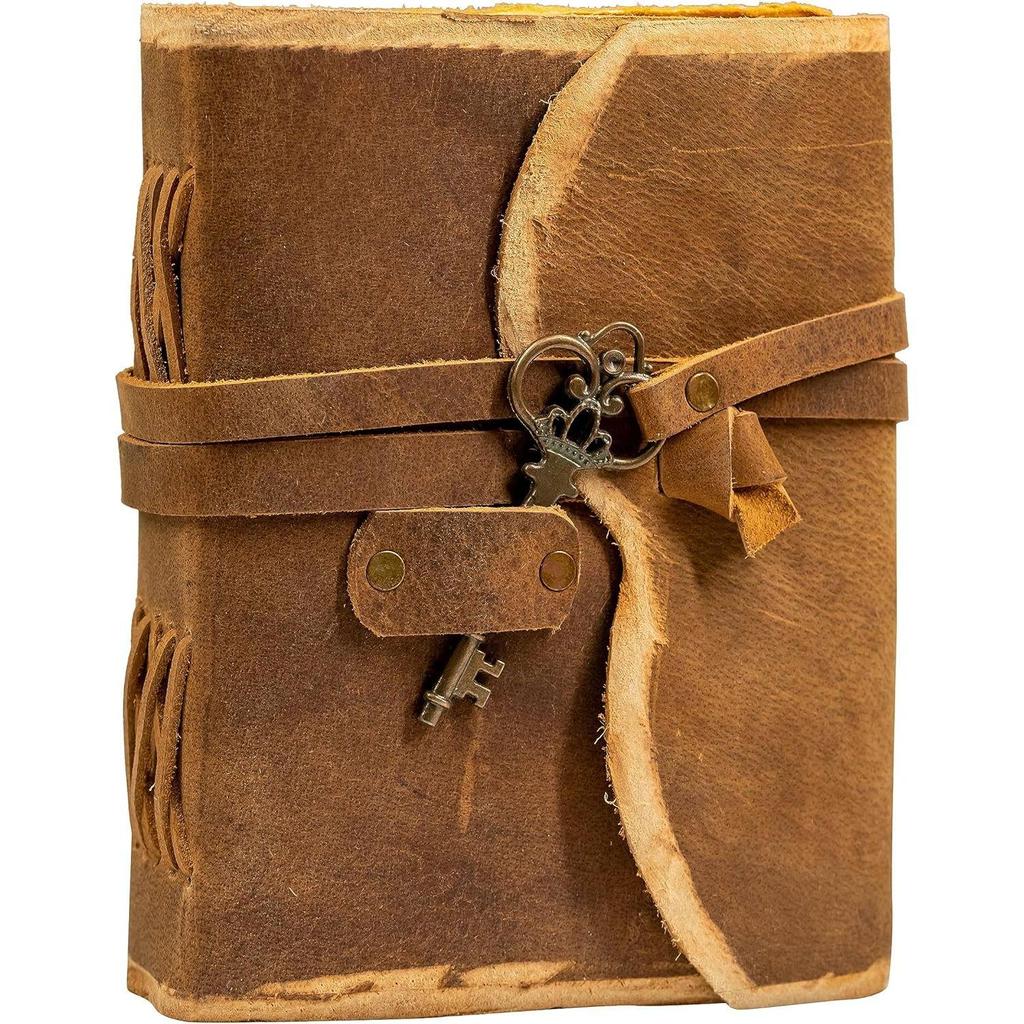 Handmade Leather Vintage Journal Travel Diary Notebookwith Key or Pen Loop-Leather Bound Journal Vintage Paper