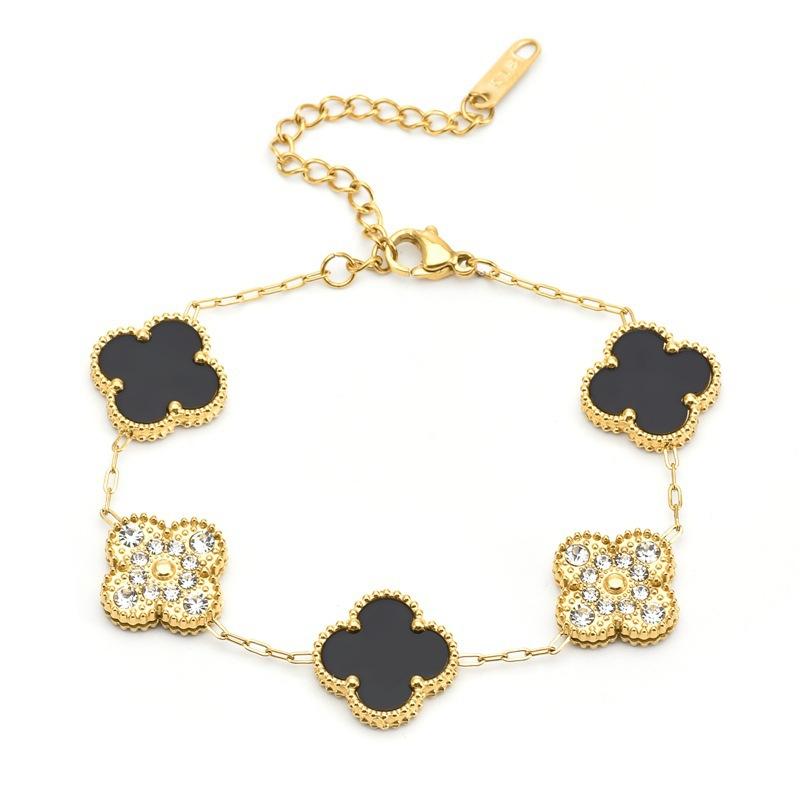 Браслет из титана с цветком-четырехлистником 13 мм для женщин