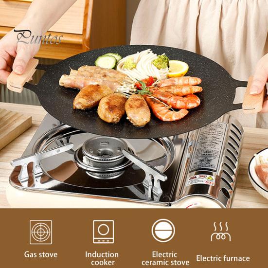 Korean Style BBQ Grill Pan for Stove Top Large Camping Baking Frying Pan Cast Iron Multipurpose Griddle for Cooking Lovers