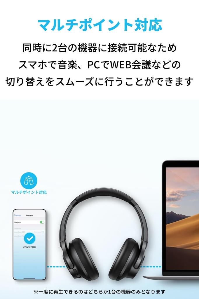 Anker soundcore Q20i беспроводной гибридный активный шумоподавляющий разъем совместим со временем захвата звука воспроизведение музыки до 60 совместимых приложений черный (Bluetooth