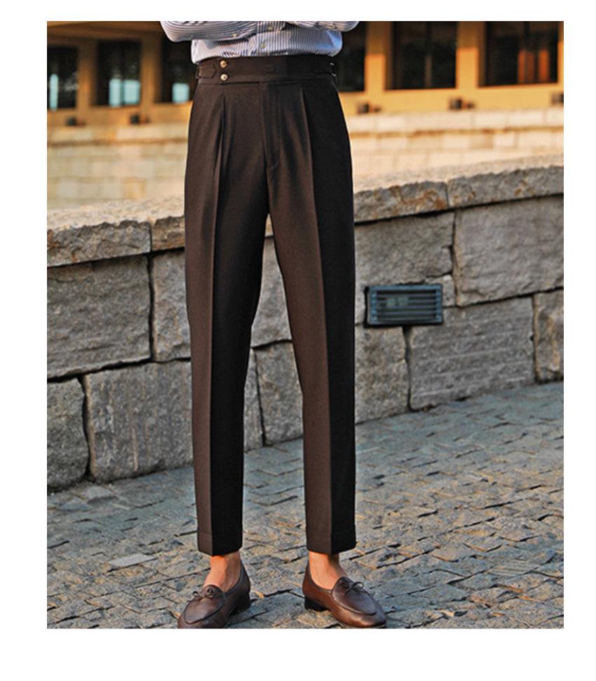 2023 Italian Slim-Fit Men's Business Casual High-Waisted Dress Pants for Autumn and Spring