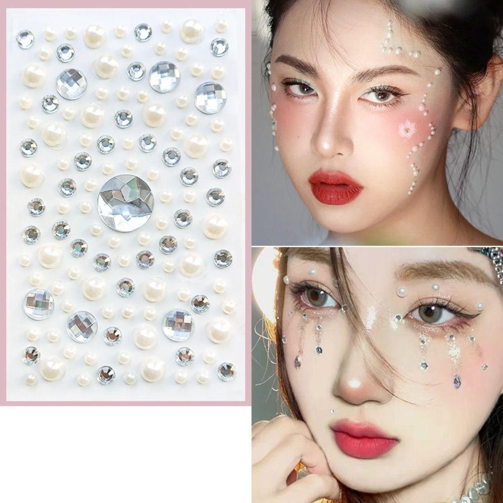 Shadow Crystal Pearls Makeup Tools Eyeliner Diamond Decals Face Tattoo Stickers Face Rhinestone Stickers Body Colored Diamonds