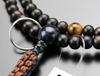 nenju dot com Soto Sect Prayer Beads for Men Shakuni Striped Ebony Blue Tiger Eye Stone Tiger Eye Stone Red Tiger Eye Stone Genuine Silver Ring String