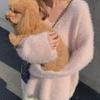 2023 Autumn/Winter Korean V-Neck Long Sleeve Mink Fur Loose Fit Sweater - Slimming Age-Defying Top