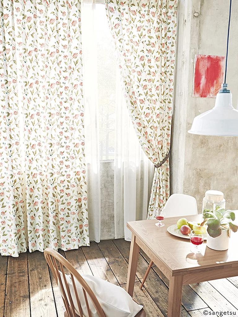 Шторы Sangetsu серии ELEGANCE с цветочным химическим циклом двойные шириной 50 см x 190 см две SC8111 SD6 трехмерная вышивка со льном,