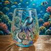 Vintage Painted Animal & Floral Gold Rim Glass Tumbler, Egg-shaped Lead-Free Glass Cup, Creative Gift Cup for Whiskey, Juice and Water
