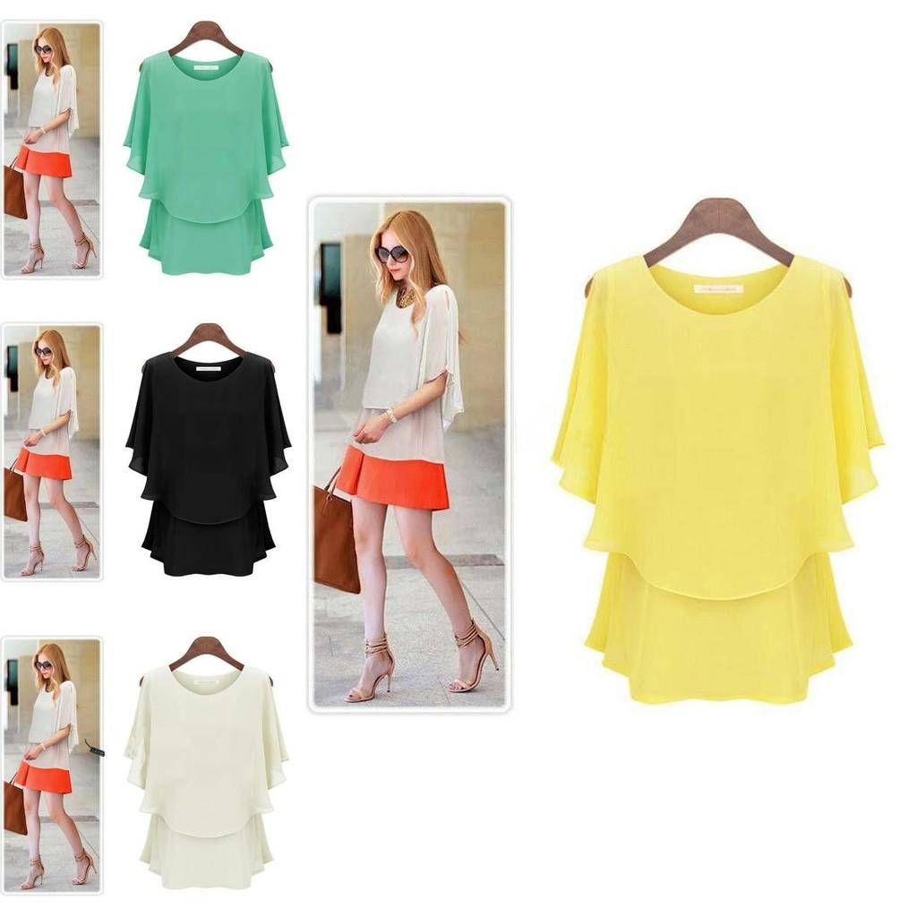 Новое поступление Новейшее женское шифоновое летнее платье-сарафан большого размера с рукавами-лотосами и двойной рубашкой Элегантная повседневная одежда