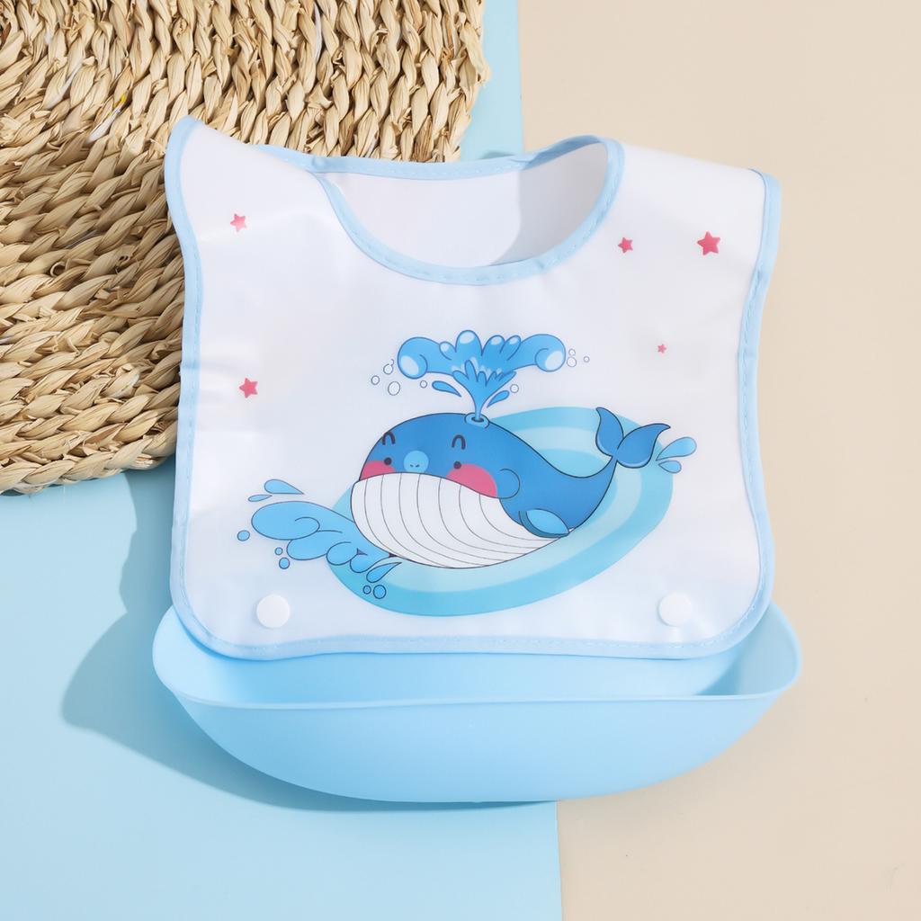 Baby food bib Baby waterproof bib three-dimensional detachable food food pocket Child child saliva pocket