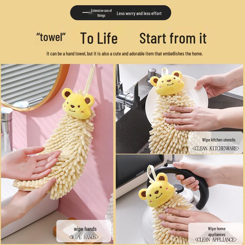 Chenille Cartoon Hanging Hand Towel - Cute, Stylish, Hangable Kitchen & Children's Towel