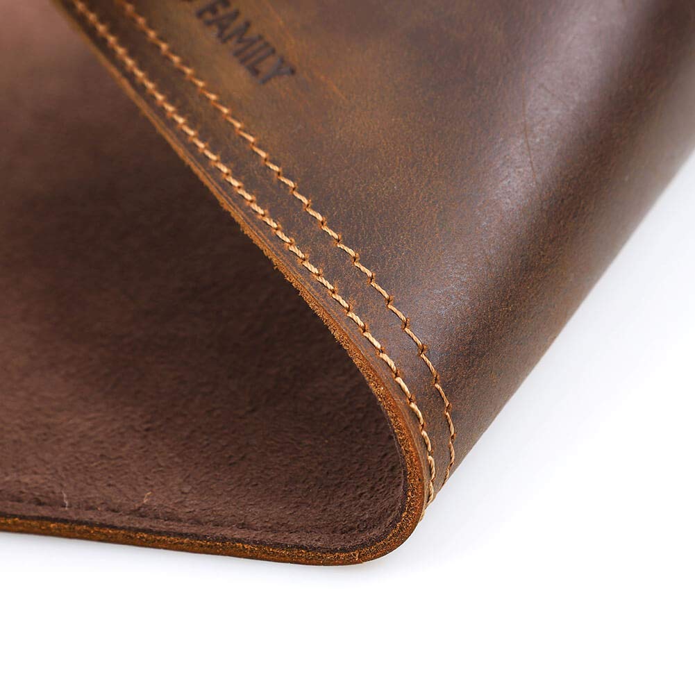 Семейный коврик для мыши genuine all Contact's, ручной работы, кожаный, оптический, светодиодный, лазерный, совместимый, толщиной 0,3 см, из коровьей кожи, нескользящий (кофе)