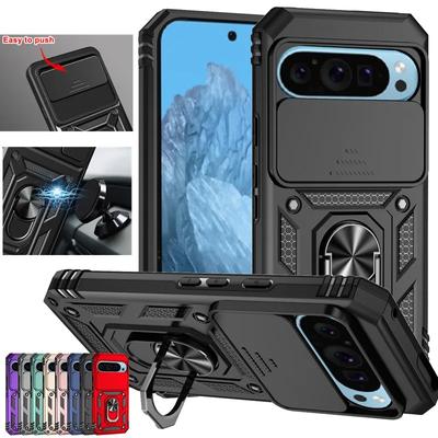 Чехол Armor Case для Google Pixel 9A Pixel 9 Pro XL, защитный слайдер, защитный объектив, подставка, кольцо, магнитный держатель, чехол Fundas Capa