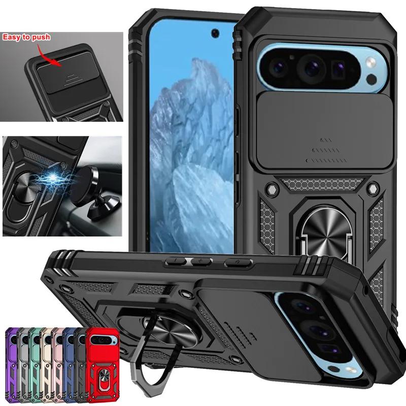 Чехол Armor Case для Google Pixel 9A Pixel 9 Pro XL, защитный слайдер, защитный объектив, подставка, кольцо, магнитный держатель, чехол Fundas Capa