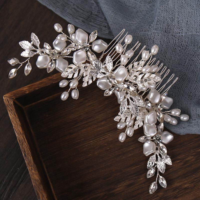 Свадебный цветок невесты, свадебный гребень для волос, хрустальные аксессуары для волос с жемчугом, свадебные гребни, головной убор для женщин, тиара, головной убор