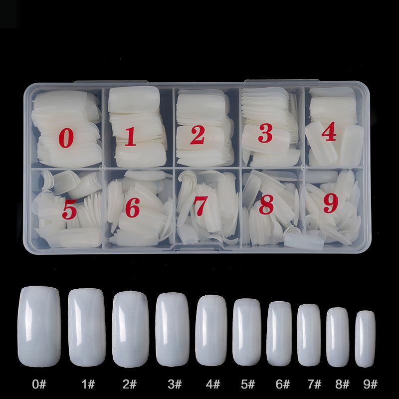 500 шт. акриловые накладные ногти с коробкой, прозрачный белый натуральный полупокрытие, полное покрытие, инструмент для французского маникюра