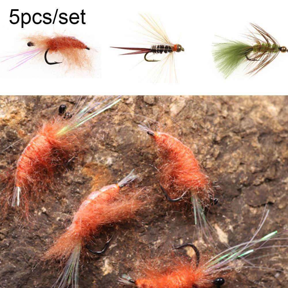 5PCS New Swimbaits Treble Hooks Insect Crank Flies Lure Bionic Bait Shrimp Fly Trout Fishing Lures