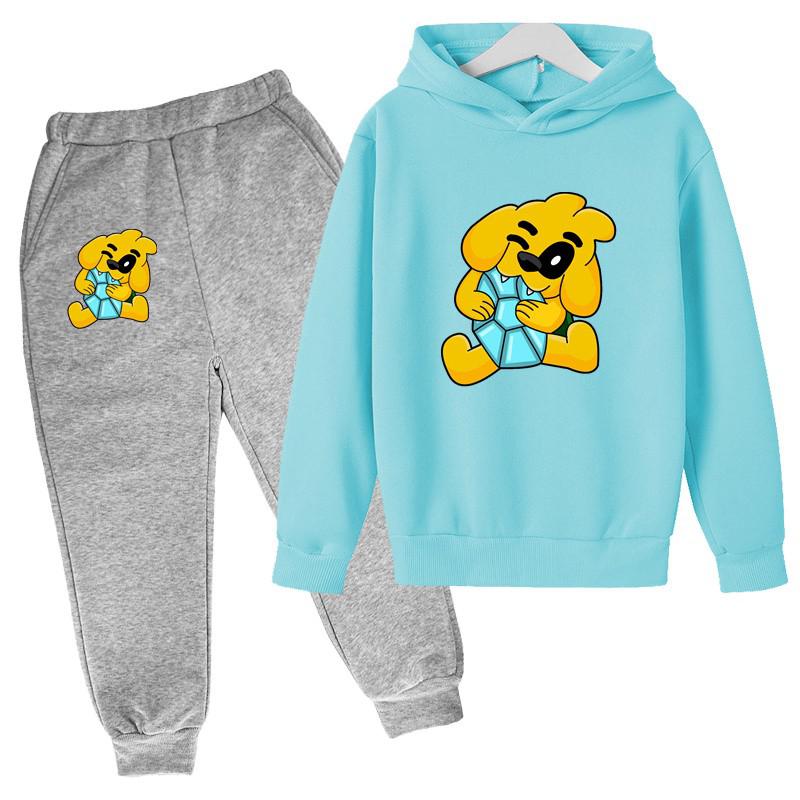 Kids Mike Dog Print Spring Autumn Cute Pullover Hoodie+Pants 2pcs Tracksuits 2-13 Years Boys Girls Casual Outfits Children Sets