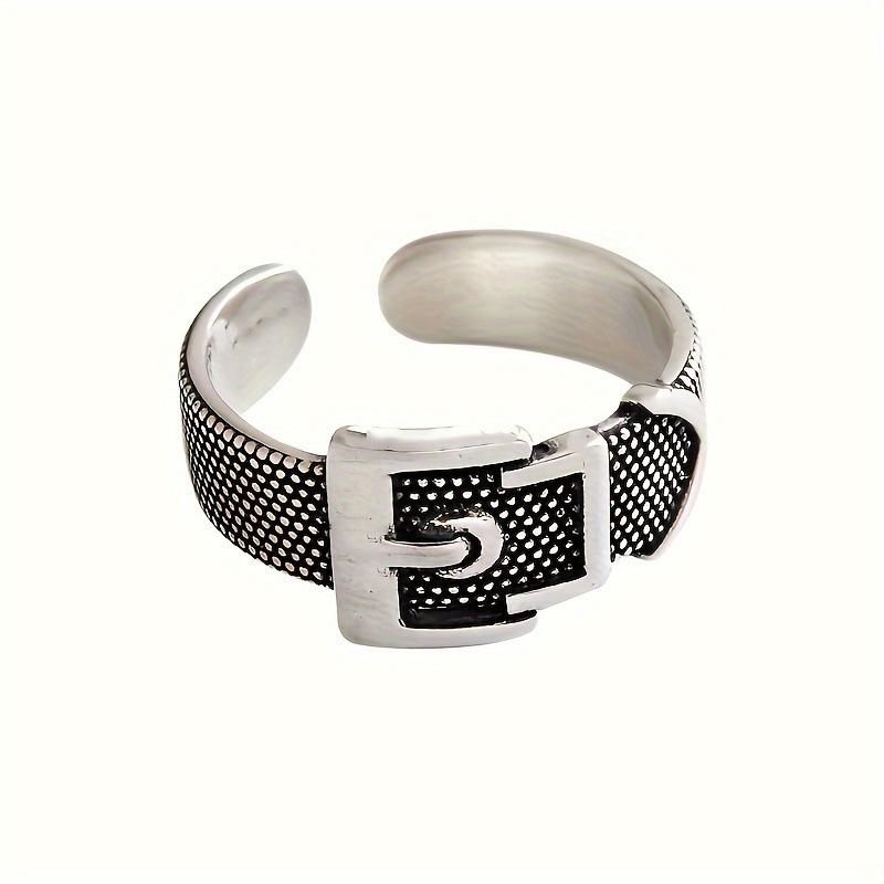 Belt Buckle Ring Men's Trendy Men's Index Finger Ring Simple Retro Hong Kong Style Ring Jewelry Design Punk