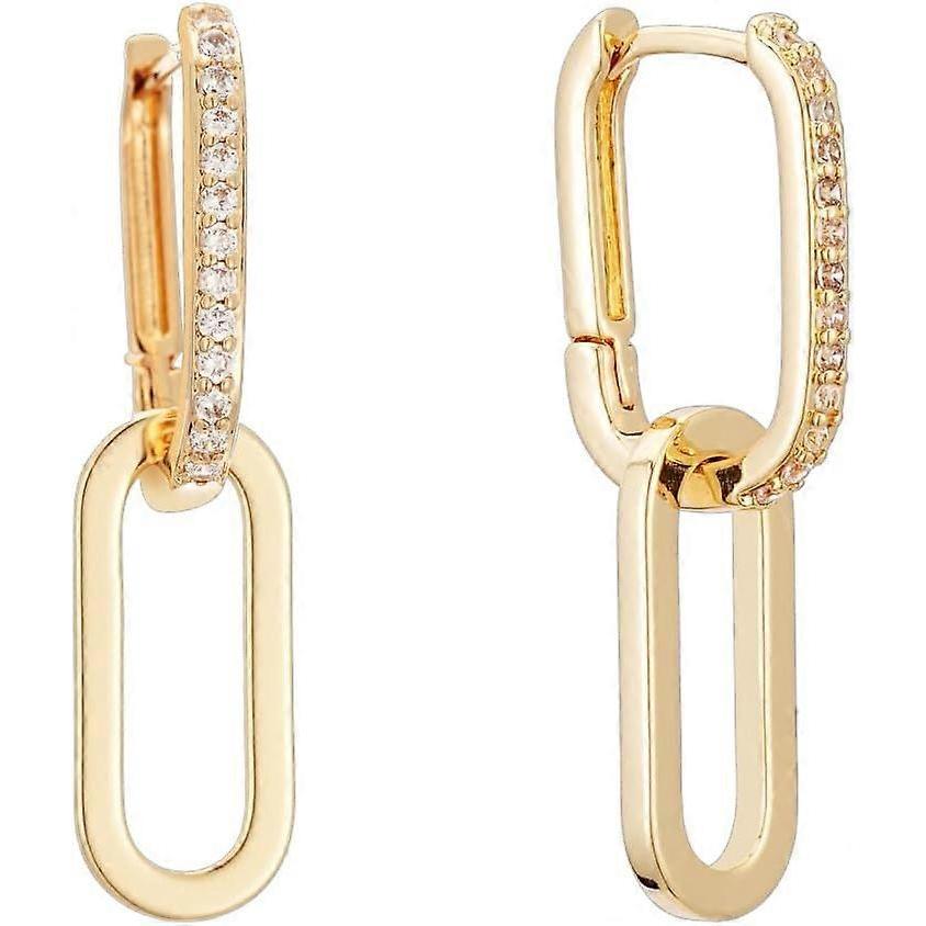 18K Gold Plated Paperclip Earrings Trendy hypoallergenic Link Earrings For Women Chain Statement Earrings Dangle Hoops Rectangle Earrings Jewelry For