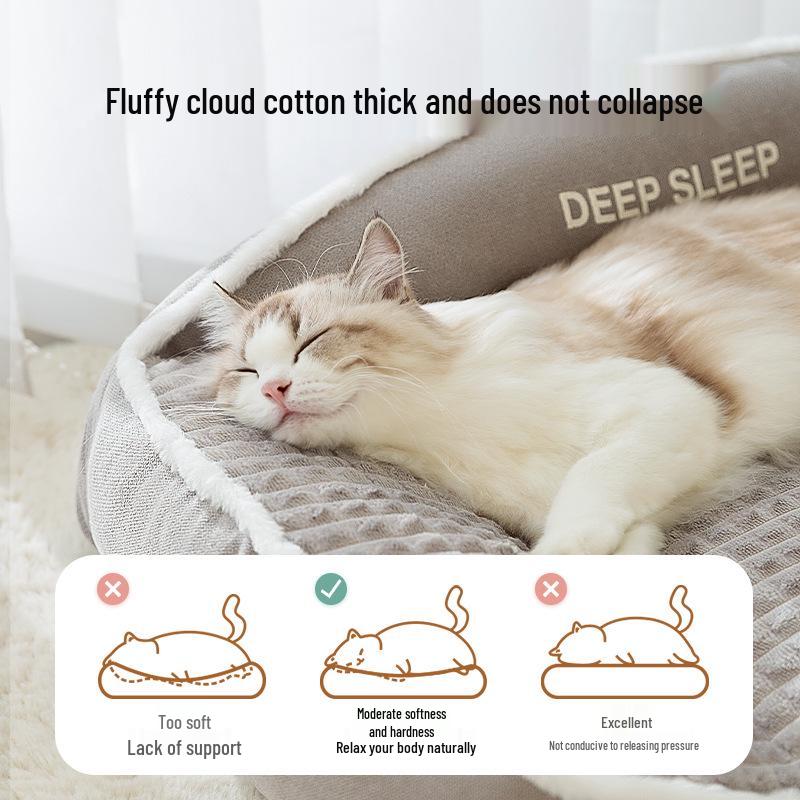 Cozy Autumn/Winter Fleece Pet Bed: Thickened Sofa Nest for Dogs and Cats