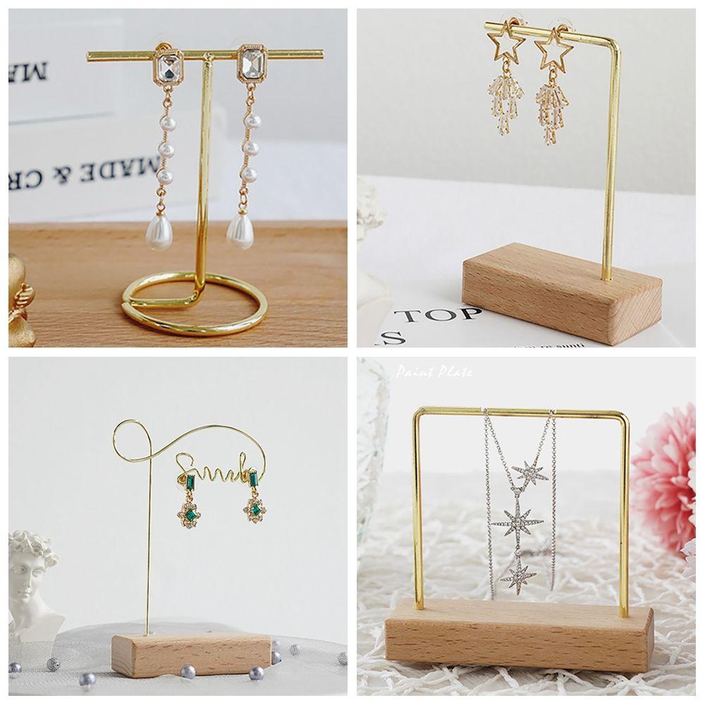 Holder Desktop Ornament Necklace Storage Wood Base Rack Bracelet Earring Jewelry Display Stand