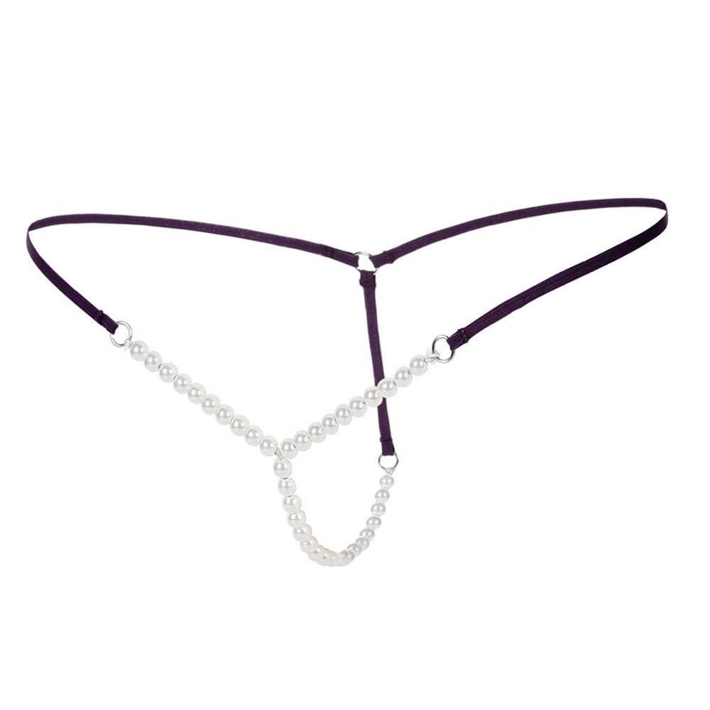 Сексуальные женские стринги с жемчугом и стринги, однотонное нижнее белье с низкой талией 