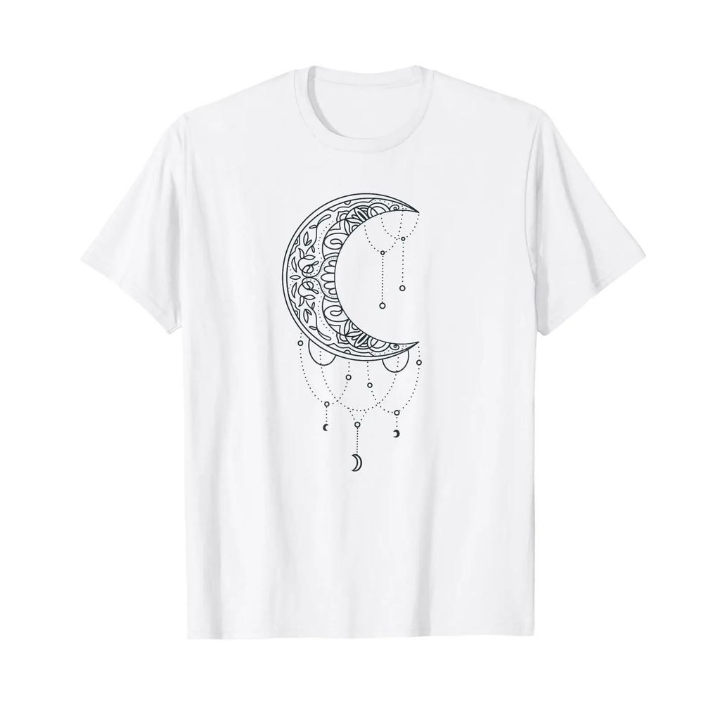 Half Moon Unisexdala Decoration Flower T Shirt Vintage Graphic Slightly Streetwear Breathable Unisex Stylish Stretched