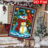 2D Flat, 2D Flat Christmas Neon Line Snowman and Cardinals Garden Flag_4 (2)- Outdoor Garden Flag Double-sided Home Decoration Courtyard Decoration Ou