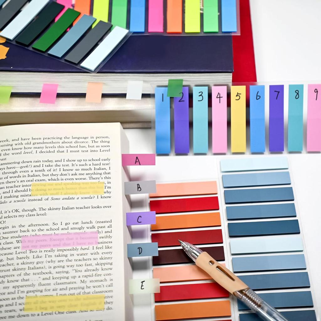 2000-4200Pcs Sticky Index Tabs with Binder Ruler Clear Index Labels Reminders On Planner Notebook Calendar Laptop