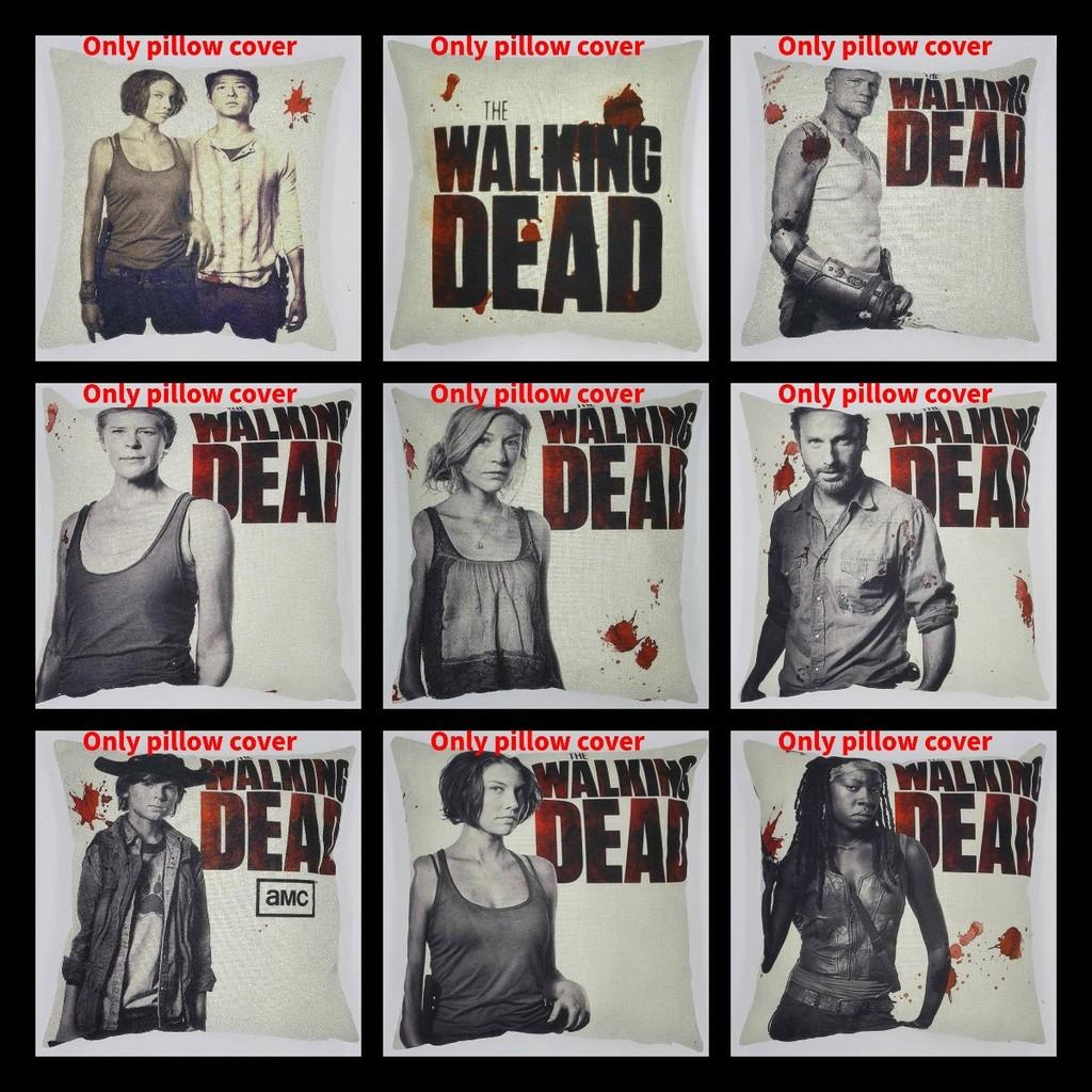 Премиальная серая льняная наволочка для диванной подушки Walking Dead для фанатов зомби-сериала 45x45 см