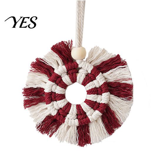 Round Braided Tapestry Tapestry, Boho Wall Hanging Knotted Cotton Nordic Minimalist Decor Rope for Bedroom Nursery Christmas