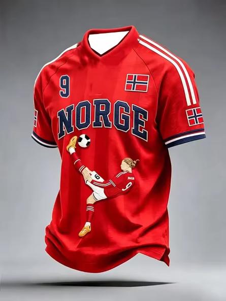 2026 New Norwegian Football Jersey 3D Printed T-shirt Ethnic Style Top Casual Sportswear Streetwear Men's Women's T-shirt Y2k