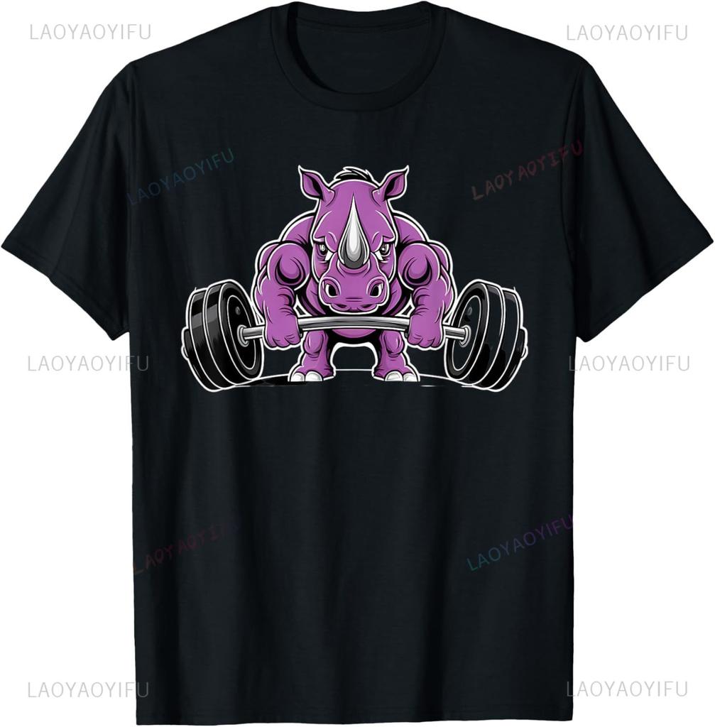 Rhinoceros Weightlifting Powerlifting Gym Rhino for Fitness T-Shirt Streetwear Graphic T Shirts Men Clothing Camiseta Hombre