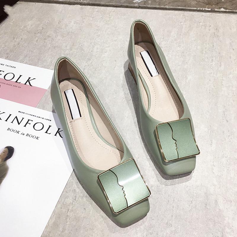 2024 Роскошные женские весенние туфли на плоской подошве с квадратным носком на среднем каблуке, модные металлические туфли-лодочки на низком каблуке, женские туфли на платформе9