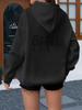Women Loose Hooded Sweatshirt Cute Sitting Cat Group Back Sleeve Graphic Print Soft Warm Pet Lover Street Daily Casual Hoodie