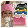 Windproof Solid Color Hairband Ear Warm Warm Hair Band Fashion Cat Ears Knitted Headband Skiing