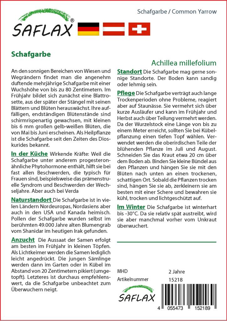 SAFLAX Garden in the Bag - Тысячелистник обыкновенный - 200 семян - С субстратом в подходящем пакете - Achillea millefolium